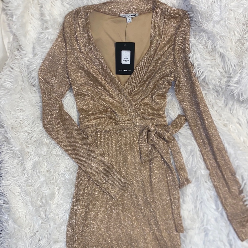 Brand new Rose gold long sleeve shimmery dress